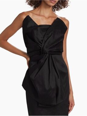 Milly Black Strapless Twist-Detail Dress